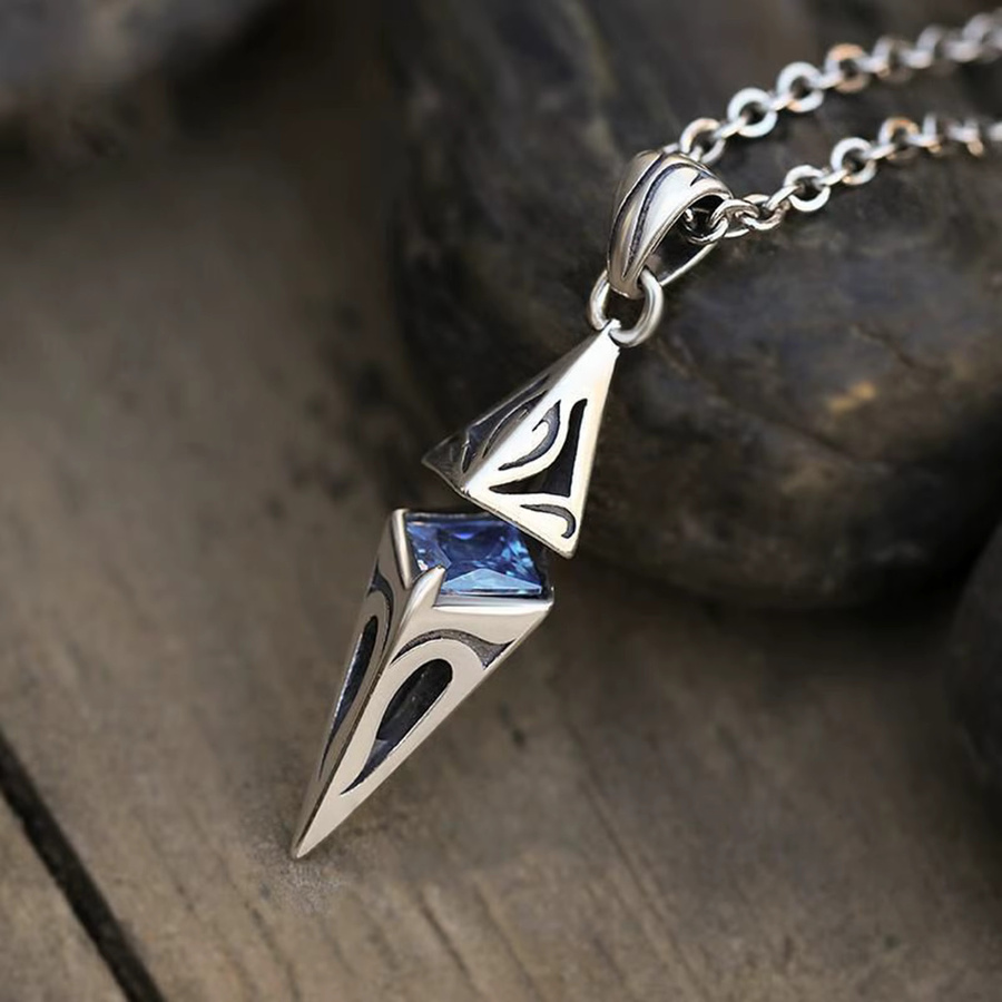 Vnox Halskette, blauer Stein, Edelstahl, geometrischer Anhänger, Herren - Bild 3