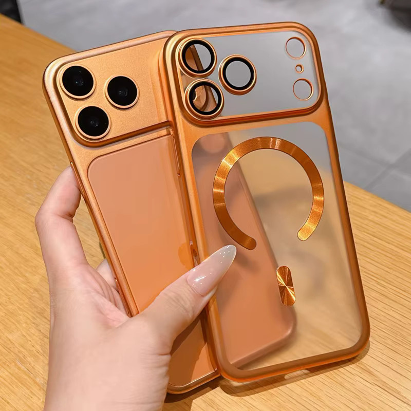 Transparente matte MagSafe Handyhülle für iPhone 15 16 14 13 12 11 Pro Max Plus Air in Orange - Bild 2