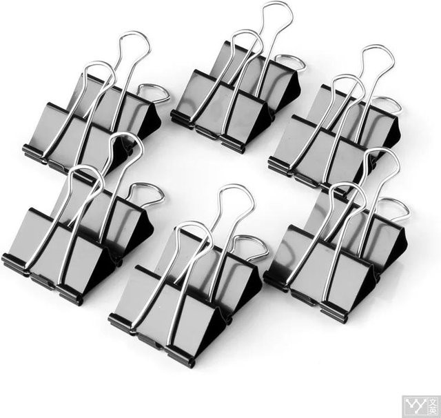 Li You Top Super Büroklammern aus Metall, 20er Set Foldback Clips, Schwarz und Bunt, 15 mm - Bild 1
