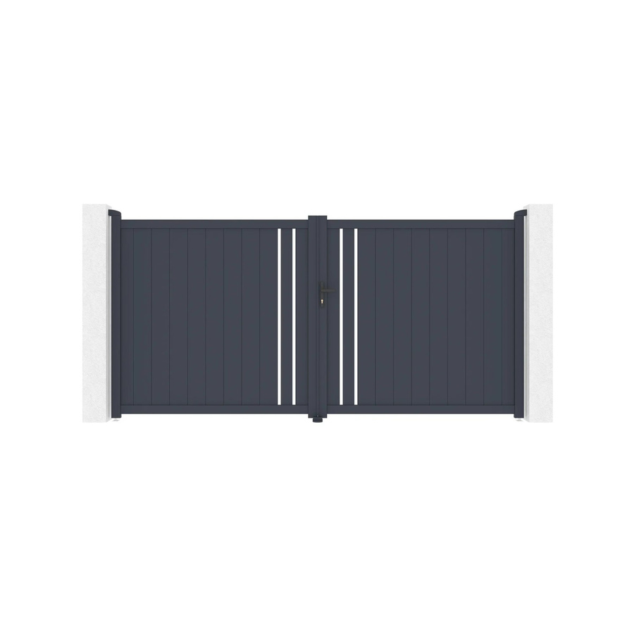 Casanoov Flügeltor Giona Aluminium Grau mit Ranger B150 Motorisierung, B: 355 cm, H: 180 cm - Bild 2