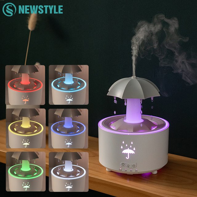 UFO-Regenschirm Aroma-Diffusor und Luftbefeuchter mit Quallen-Design und Nachtlicht in Schwarz oder Weiß - Bild 1