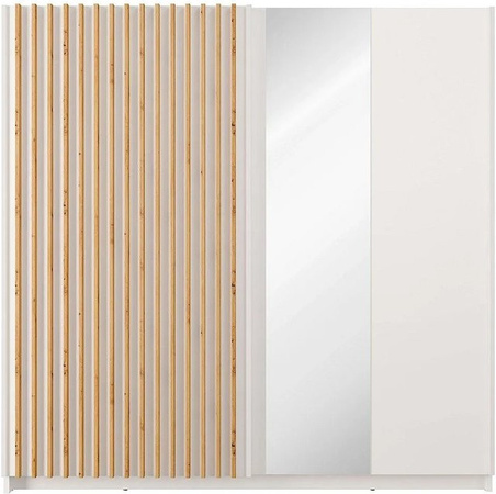 Kleiderschrank Tindania mit Schiebetüren und Spiegel in Weiß, Skandinavischer Stil, B/T/H: 200,3 x 62,0 x 198,5 cm