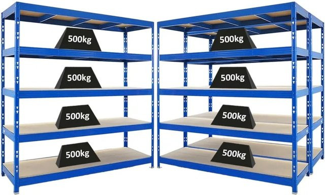 3er Set PROREGAL Rhino Profi Schwerlastregal Blau mit 5 Spanplatten-Ebenen, B/T/H: 200 x 60 x 200 cm, Fachlast 500 kg - Bild 1