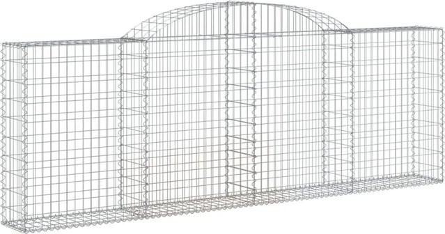 vidaXL Gabionen mit Hochbogen Set aus verzinktem Eisen, 13 Stück, Farbe: Silber, B/T/H: 300 x 30 x 100/120 cm - Bild 1