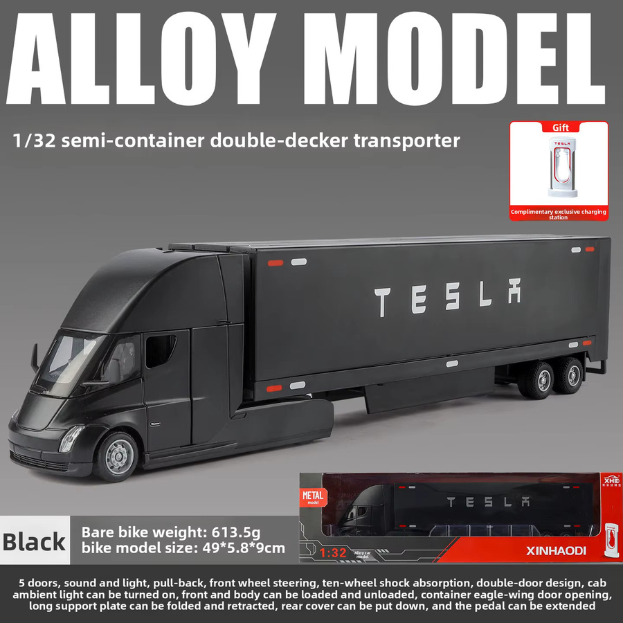 WELLY Halbverlängerter Doppeldecker-Container-Transporter, 1:32, mit Licht und Sound - Bild 5