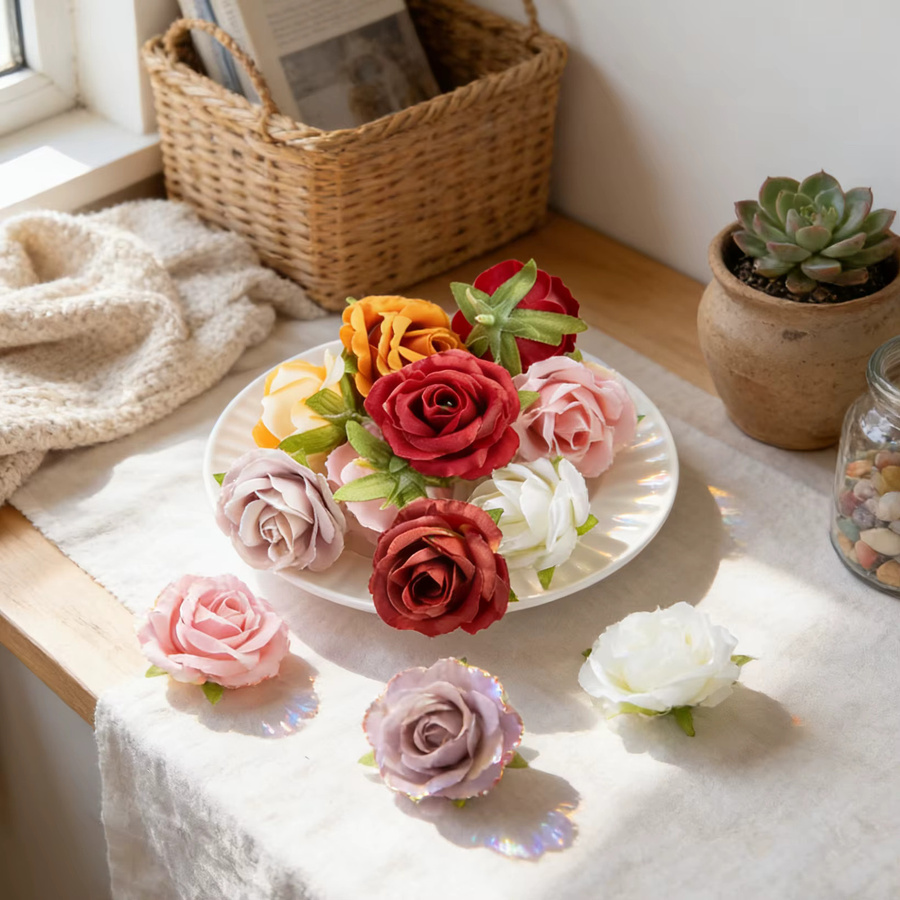 Künstliche Rosenköpfe in Multicolour für DIY-Dekorationen, Hochzeiten und Valentinstag - Bild 1