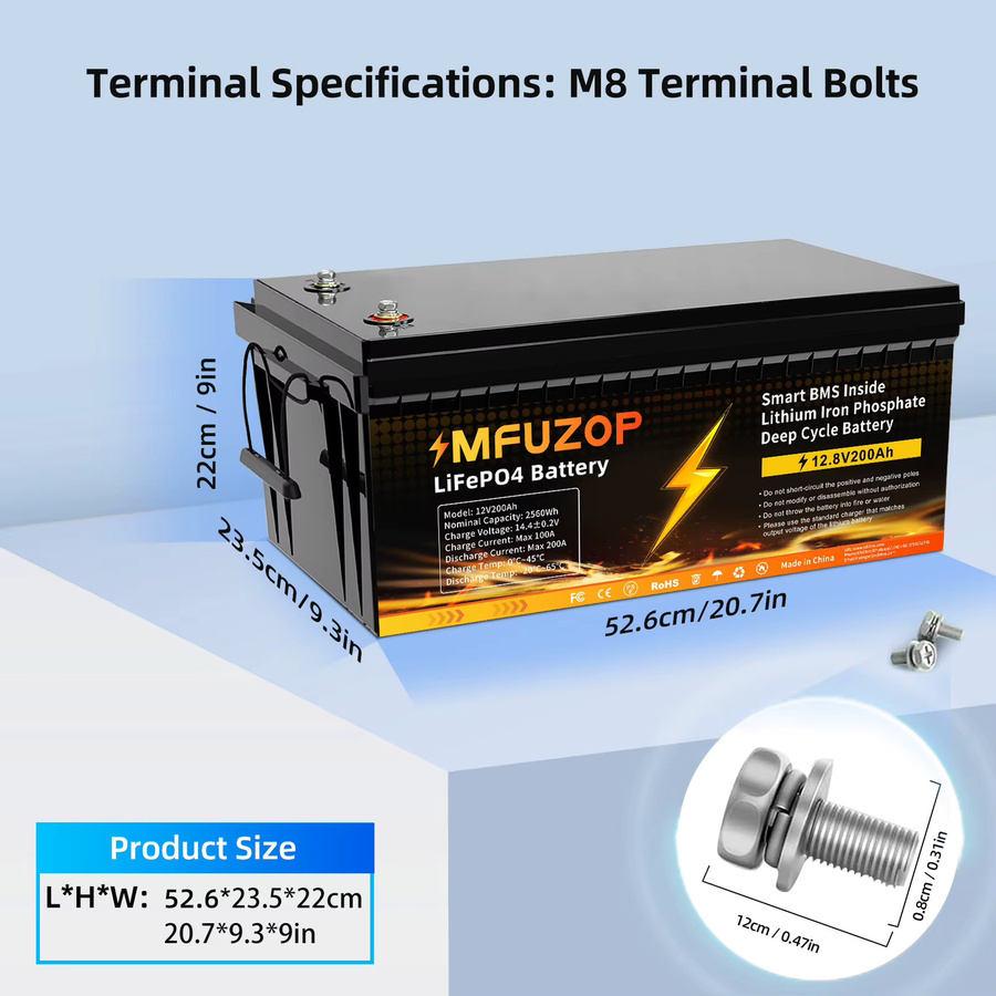 MFUZOP LiFePO4 Batterie mit intelligentem BMS-System für Solarspeichersysteme Deep Cycle - Bild 3