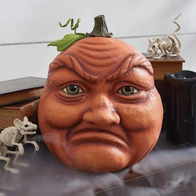 Bestbags Halloween Kürbis Dekoration aus Harz in Orange für die Tischdekoration - Bild 1