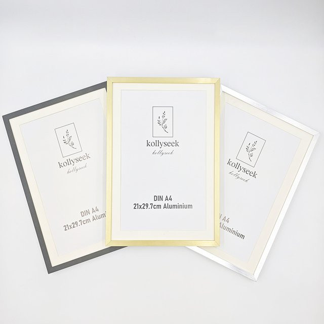 Moderner A4 Bilderrahmen aus Aluminiumlegierung in Silber für Zertifikate, Fotos und Kunstgemälde - Bild 1