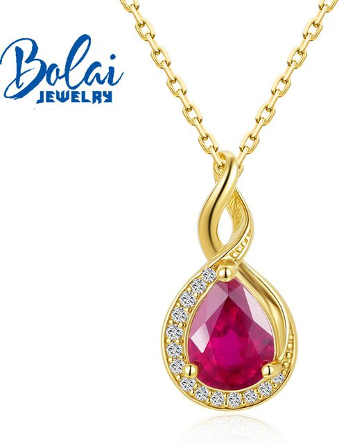 bolaijewelry Anhänger, 925 Silber, Rubin, Damen - Bild 1