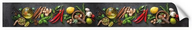 Myspotti Küchenrückwandfolie Fresh Spice in Tile-Look, selbstklebend, Multicolour, B: 450 cm, H: 60 cm - Bild 1