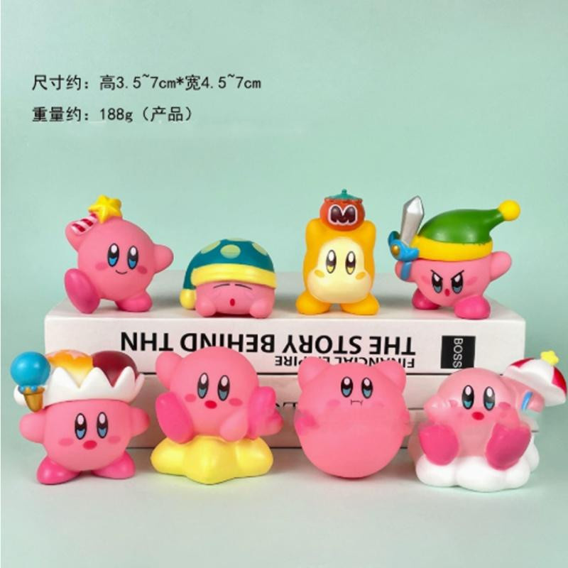 8er Set Kirby Anime Figuren in Rosa aus Kunststoff für die Schreibtischdekoration - Bild 2
