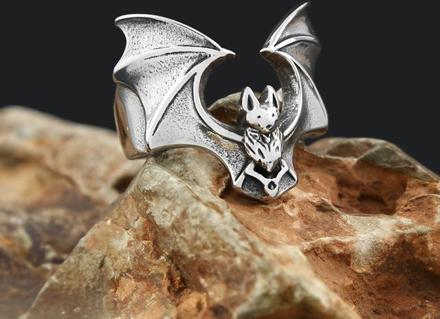 NORTHMAN Fledermausring, 316L Edelstahl, Silber, Unisex, Vintage - Bild 1