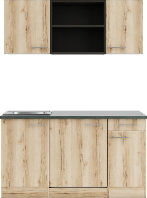 OPTIFIT Livorno290 Miniküche in Wildeiche Nachbildung mit Anthrazit, Breite: 150 cm - Bild 1