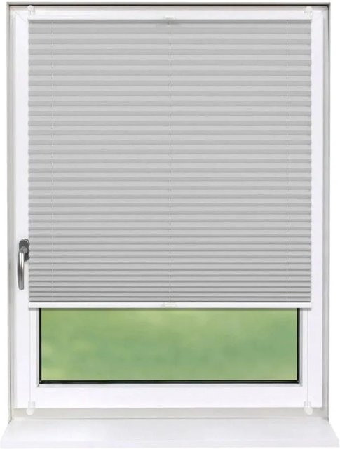 Deco-Raum Plissee Basic Klemmfix Silber Blickdicht B: 105 cm, H: 150 cm - Bild 1