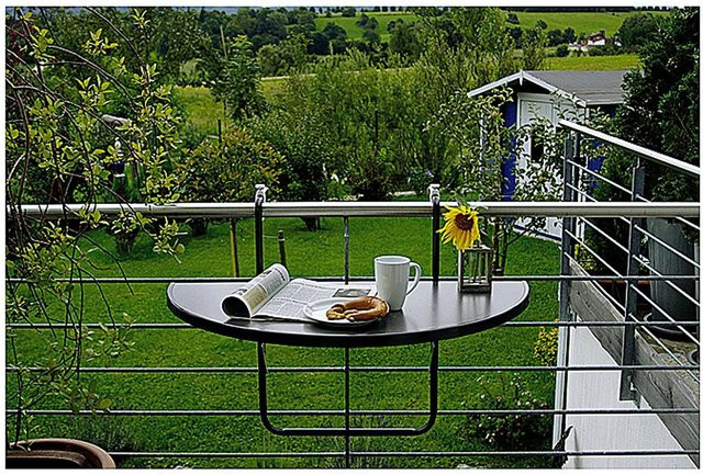 Barths Balkon-Hängetisch Butler halbrund aus Alcolit in Anthrazit Grau, B/T/H: 100 x 50 x 8 cm - Bild 1