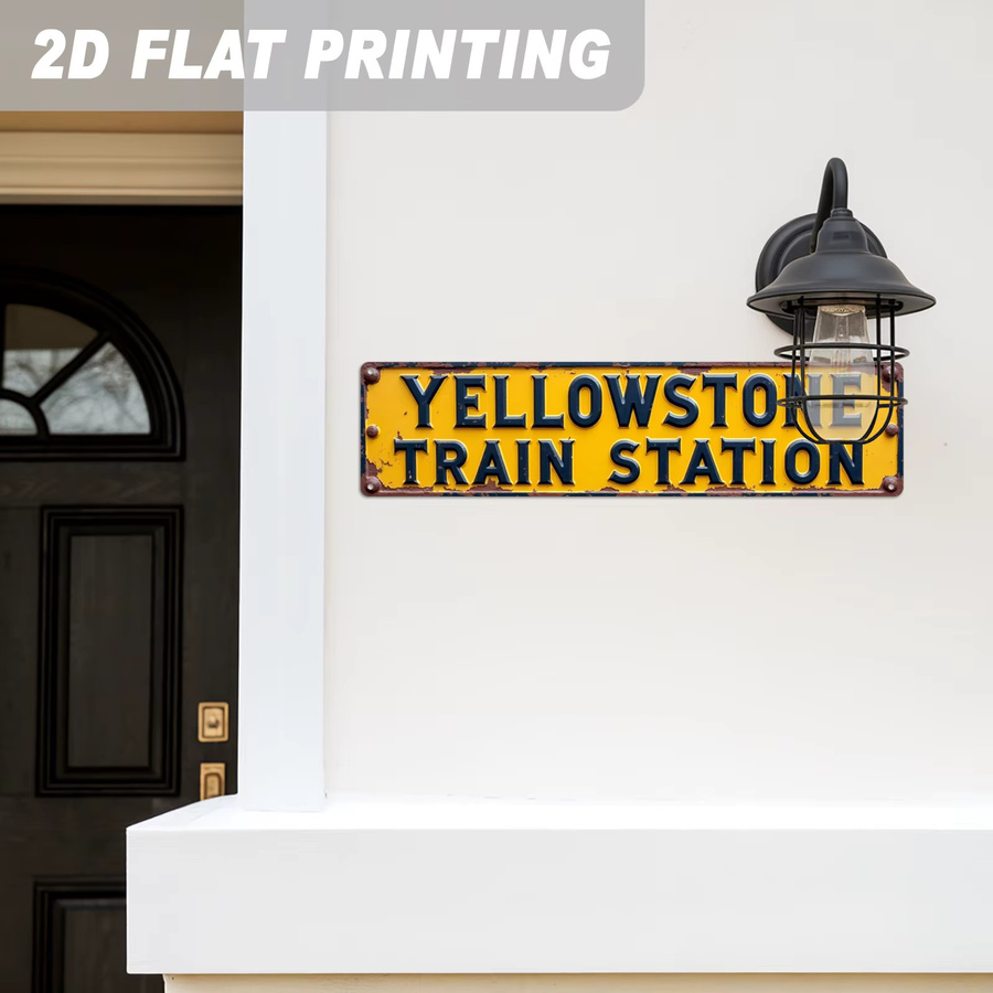 CIFBUY Yellowstone Train Station Vintage-Metallschild Retro-Eisenbahn-Dekoration für Wandgestaltung, Breite: 40,64 cm, Höhe: 10,16 cm, Tiefe: 10,16 cm - Bild 3