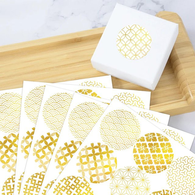 120 Stück goldene kreisförmige dekorative Aufkleber aus Papier für Geschenkverpackungen und Hochzeitseinladungen - Bild 1