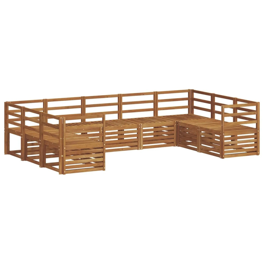 vidaXL Sofagarnitur 9-teilig aus Akazie Massivholz in Natur Braun, U-Form mit Latten-Design - Bild 2
