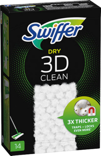 Swiffer Dry Refills 3D Clean Staubmagnet Nachfülltücher, 14 Stück, Weiß - Bild 1