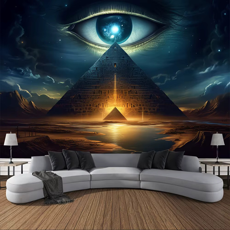 VIKAMA Pyramiden-Wandteppich mit Ägypten-Motiv, Wandbehang in Multicolour, Breite: 95 cm, Höhe: 73 cm - Bild 2