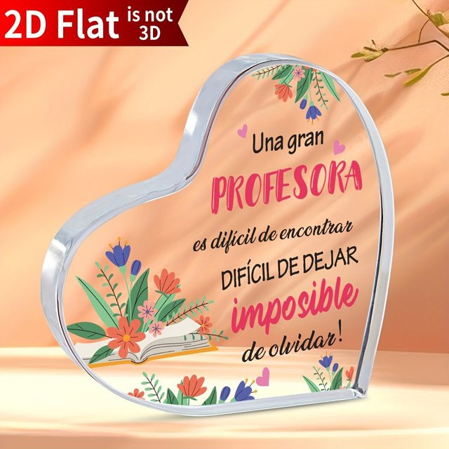 CIFBUY Spanische Herz-Acryl-Plakette in Weiß als inspirierende Schreibtisch-Dekoration für Lehrer - Bild 1