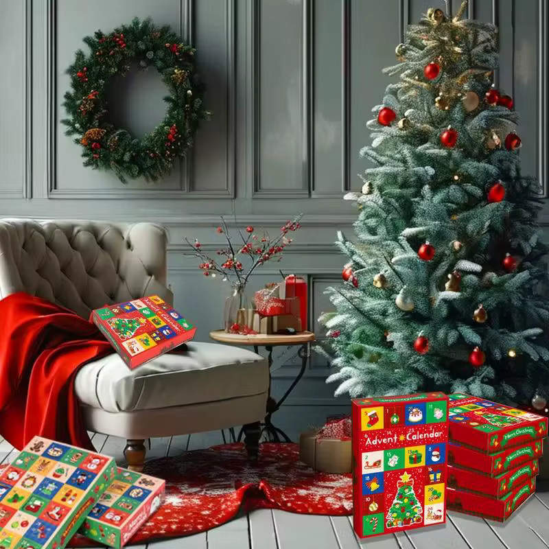 ZQNYCY Adventskalender-Boxen mit 24 Fächern, befüllbare leere Weihnachtsboxen in Multicolour für Kinder und Partys - Bild 5