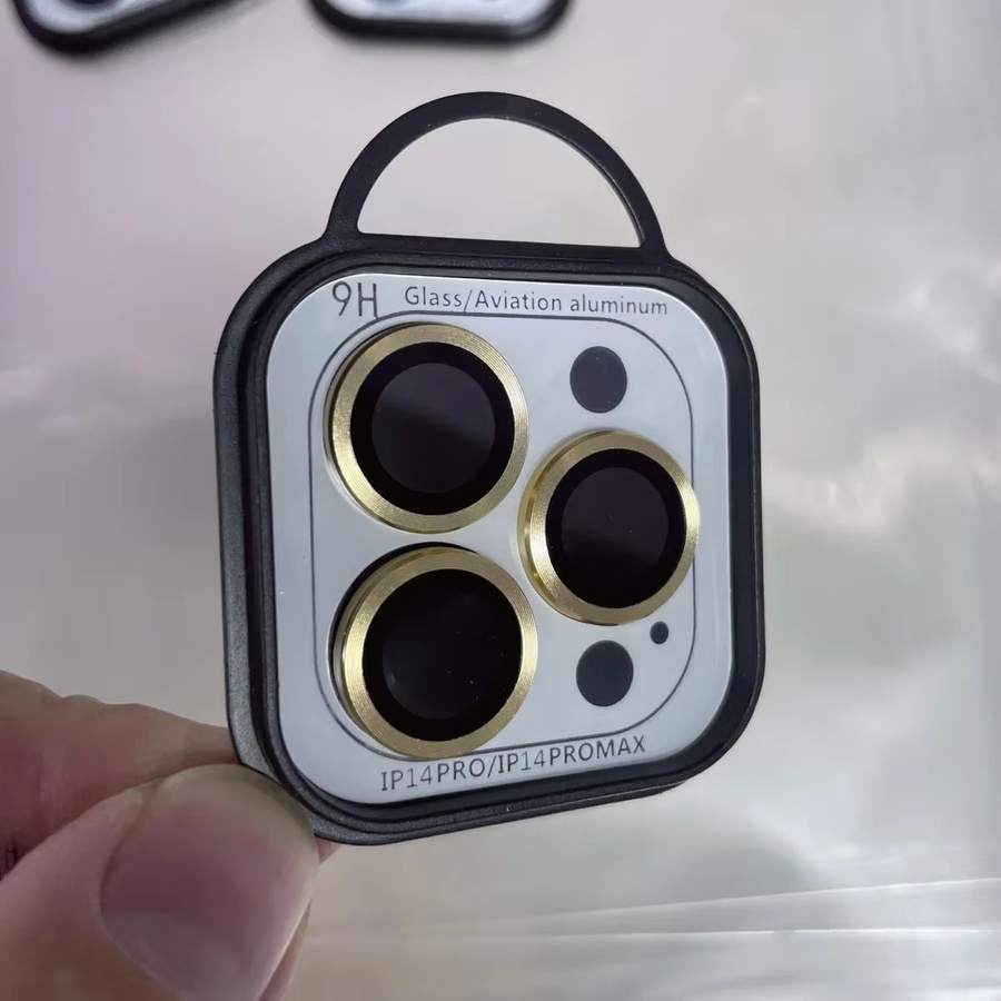 Metall Kamera Schutzfolie für iPhone 14 15 16 17 Pro Max in Schwarz, 2-3 Stück Set mit Metallring Objektiv Abdeckung - Bild 2