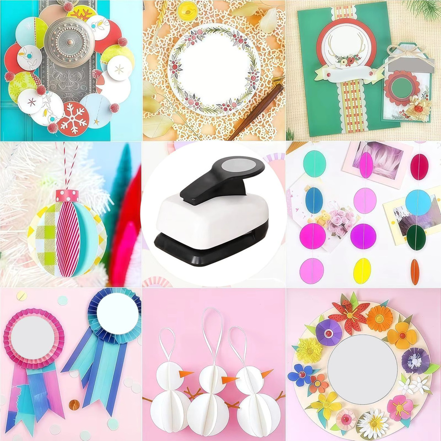 Rundlochstanzer und Prägewerkzeug in Weiß als Präzisions-Bastelschneider mit Mehrfachformen für Scrapbooking, Karten, Umschläge, Schule, Büro und Planerherstellung - Bild 5