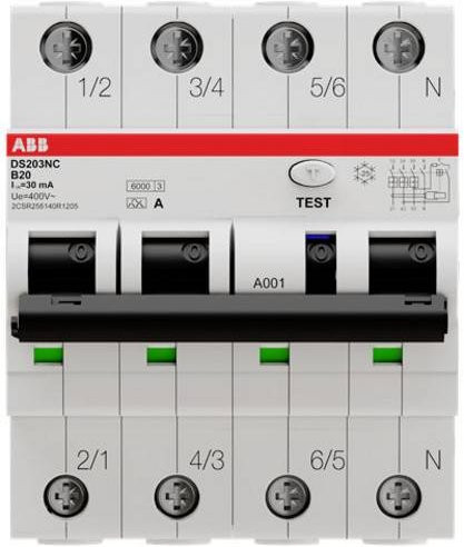 ABB FI-Schutzschalter und Leitungsschutzschalter RCBO 4polig in Weiß 2CSR256140R1205 - Bild 1