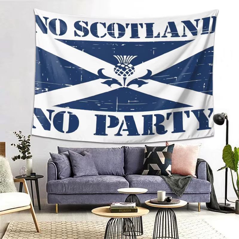 VIKAMA Wandteppich No Scotland No Party mit schottischem St. Andrew's-Kreuz und Distelmotiv in Blau, B/H: 40 x 60 cm - Bild 2