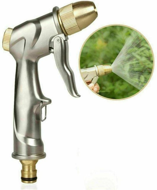 YZ Household Hochdruck-Wasserspritzpistole mit Messingdüse und Aluminiumgehäuse in Beige und Silber, 3/4 Zoll Anschluss - Bild 1