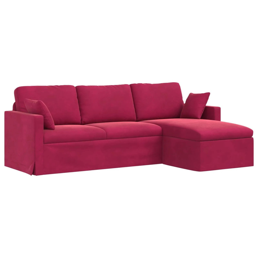 vidaXL Ecksofa in Weinrot mit Samtbezug und Metallrahmen, B/T/H: 228 x 134 x 80 cm - Bild 2