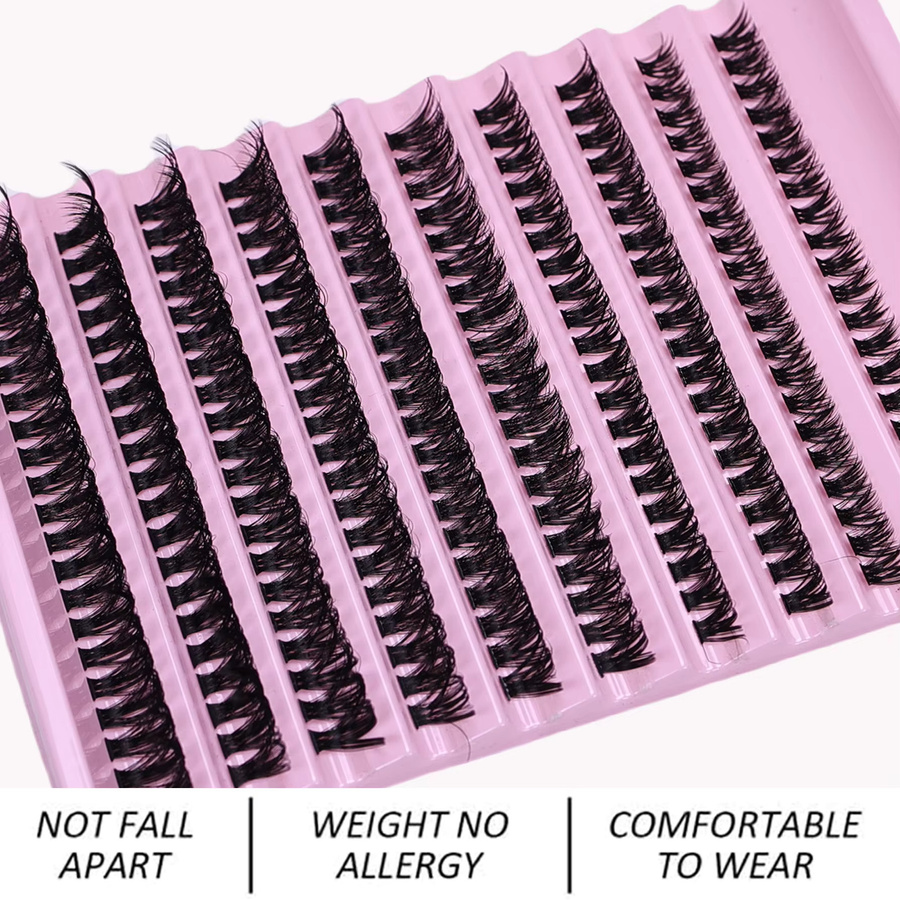 Wimperncluster, 200 Stück, 8–16 mm, Black, natürlicher Look - Bild 5