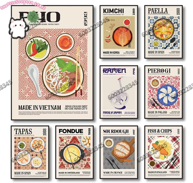 Potdemiel Leinwand Wandbild Essen Weltküche Druck Poster Rahmenlos - Bild 1