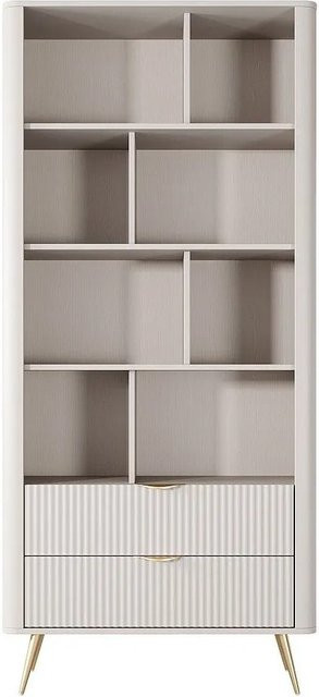 Bücherregal Elonaria von Pascal Morabito in Beige und Gold mit MDF-Elementen, Breite: 88,2 cm - Bild 1
