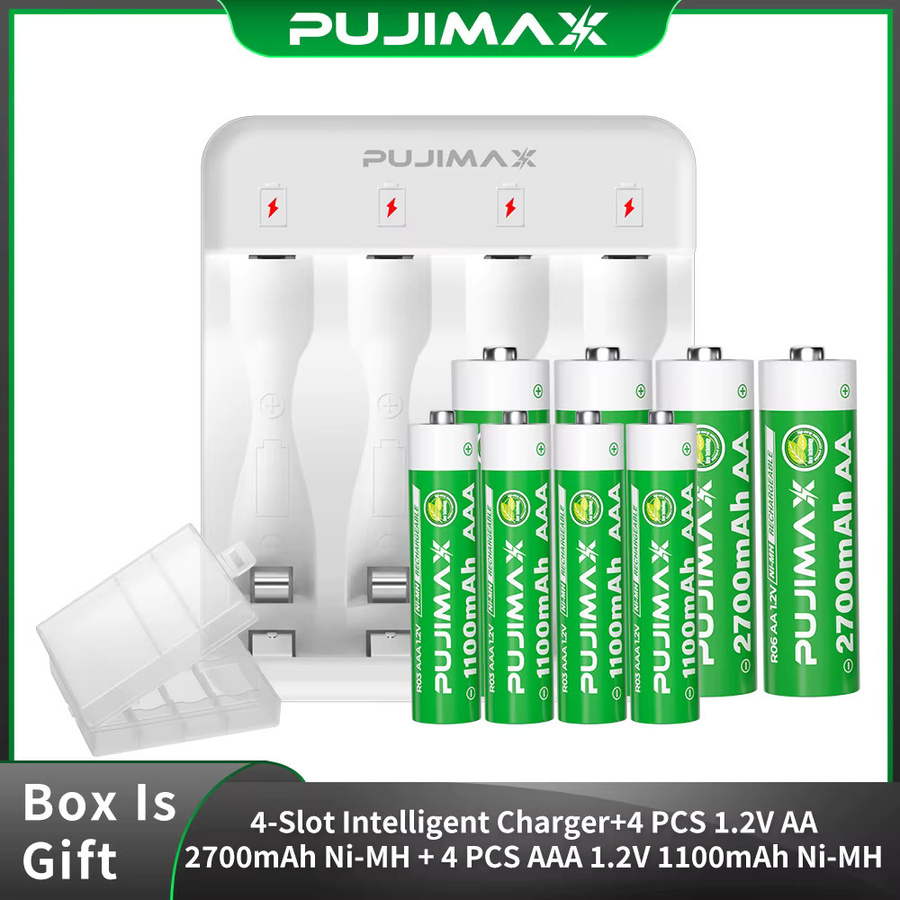 PUJIMAX Wiederaufladbare NI-MH-Batterien AA 2700mAh und AAA 1100mAh Hochleistungs-Akkus 1,2V in Weiß - Bild 5