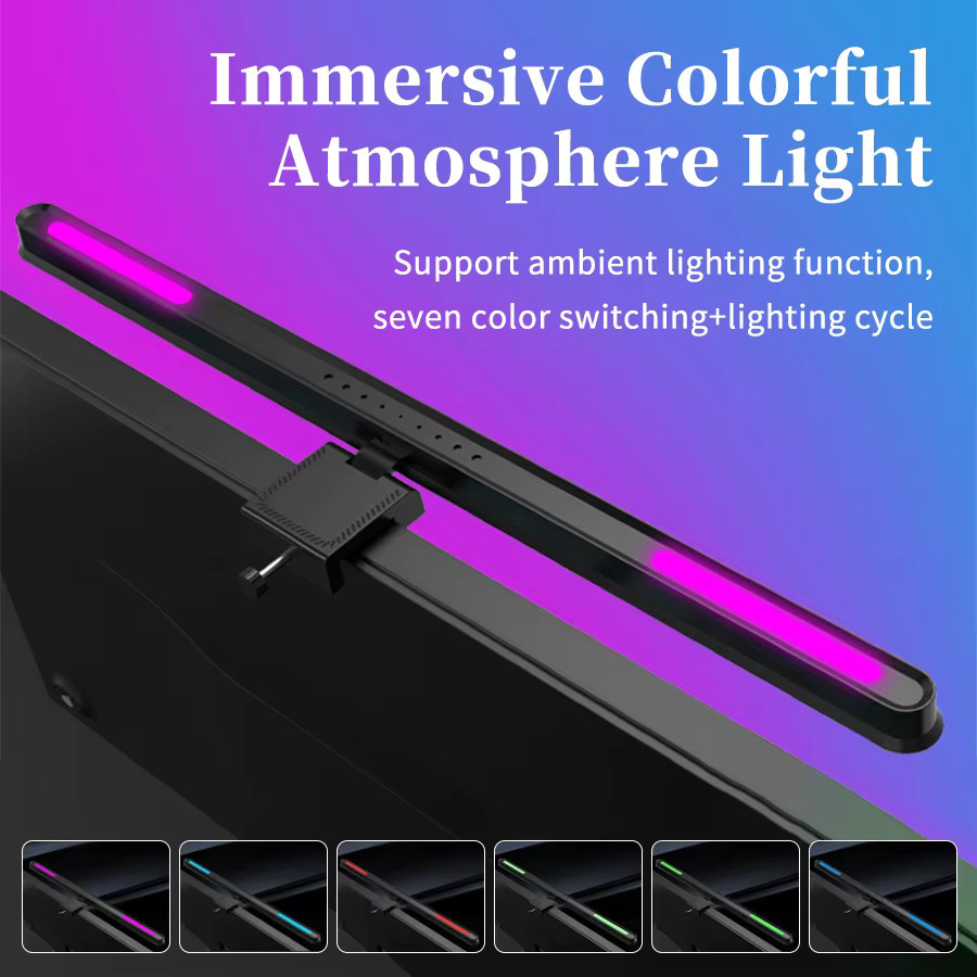 GGBEE LED Monitor Lampe mit stufenloser Dimmung und Touch-Steuerung, Schwarz, Monitor-Hängeleuchte für Home Office und Studium - Bild 4