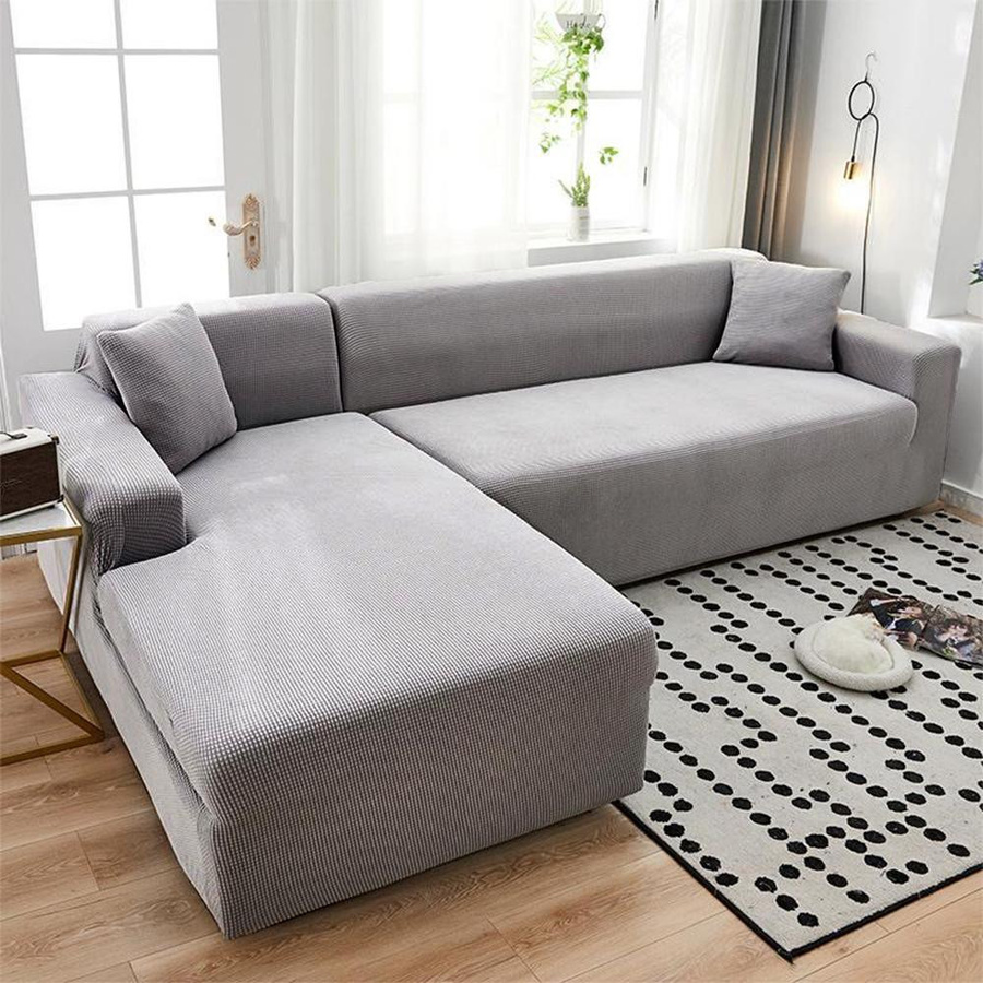 Elastischer Sofabezug von Yiran Furniture für Ecksofas und L-Form Couches, bedruckt und rutschfest, Breite: 90-140 cm - Bild 2