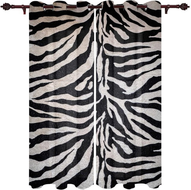 2er-Set semi-transparente Vorhänge mit Zebra-Leopardenmuster von A Family Of Home Textiles in Rot und Schwarz, B: 120 cm, H: 270 cm - Bild 1