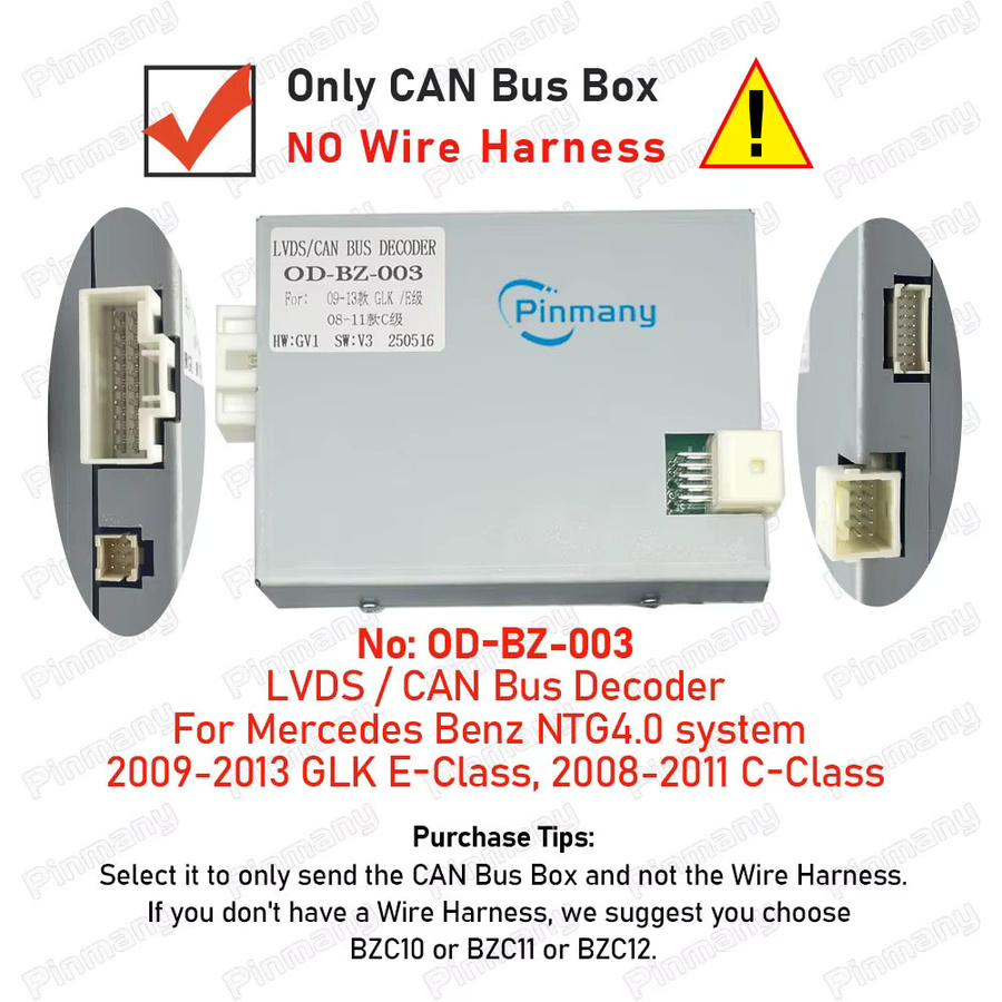 Pinmany Autoradio-Kabelbaumadapter mit LVDS CAN Bus Decoder für Mercedes Benz NTG4.0 und NTG4.5 Android Head Unit - Bild 1