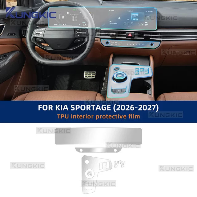 KUNGKIC Transparente TPU-Schutzfolie für Kia Sportage 2026 2027 Mittelkonsole und Navigationsbildschirm Kratzfest - Bild 1