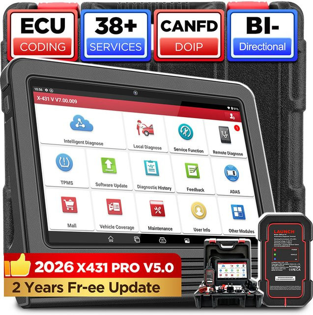 LAUNCH X431 PRO V5.0 Bidirektionales Diagnosegerät in Schwarz mit CANFD DOIP, ECU-Codierung und 38+ Reset-Funktionen für die Vollsystem-Diagnose von Autos (OBD2 Scanner) - Bild 1