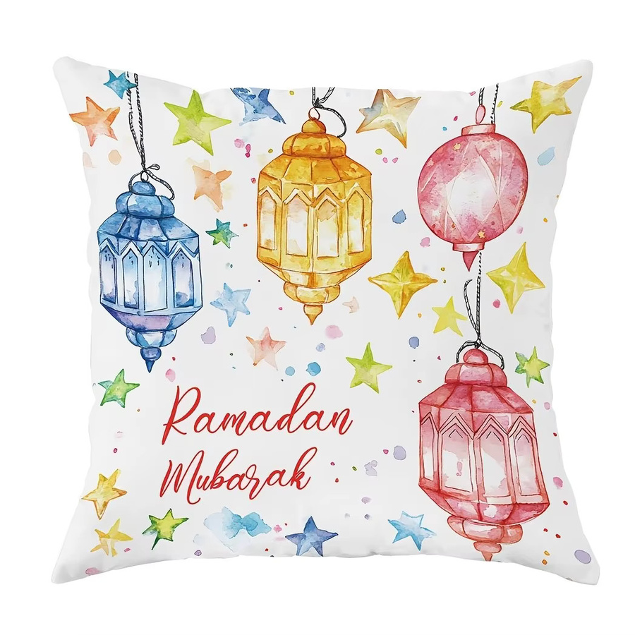 VIKAMA Ramadan Kissenbezug mit orientalischem Design und Sternen, quadratisch, Mehrfarbig, Breite: 30 cm, Höhe: 30 cm - Bild 2