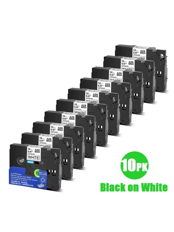 Brother TZe Laminiertes Klebeband Set für Etikettendrucker H110, kompatibel mit tze231, tze241, tz131 und TZE335, Farben Schwarz und Weiß, Breite: 6 mm, 9 mm, 12 mm, 18 mm, 24 mm - Bild 5