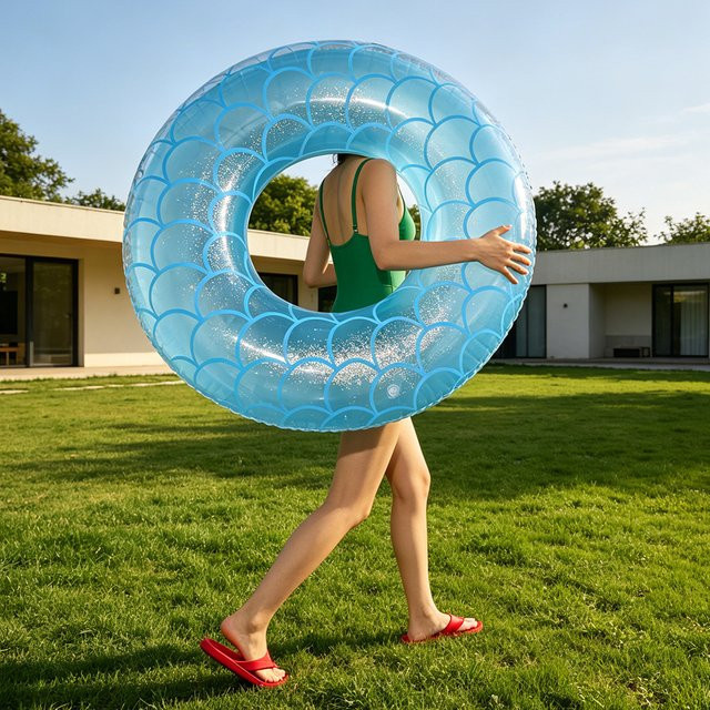 CatXaa Pailletten-Meerjungfrauen-Schwimmring, Schwimmreifen, Blau - Bild 1