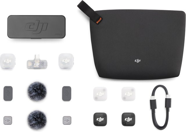 DJI Mic Mini 2 Lavalier-Mikrofon Set mit 2 TX, 1 Mobile RX und Charging Case in Schwarz und Grau - Bild 1