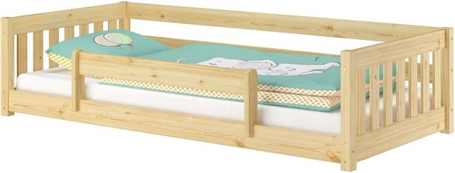 Erst-Holz Kinder-Niederflurbett Modell 28 aus massiver Kiefer mit Kindersicherung und Rollrost, Farbe: Braun, B/T/H: 90 x 200 x 50 cm - Bild 1