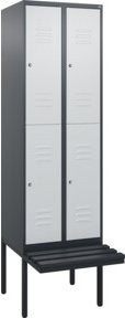 C+P Doppelstock-Spind Classic PLUS Sitzbank mit 2 Abteilen und Zylinderschloss, B/T/H: 212,0 x 60,0 x 81,5 cm, Anthrazit/Grau/Schwarz - Bild 1