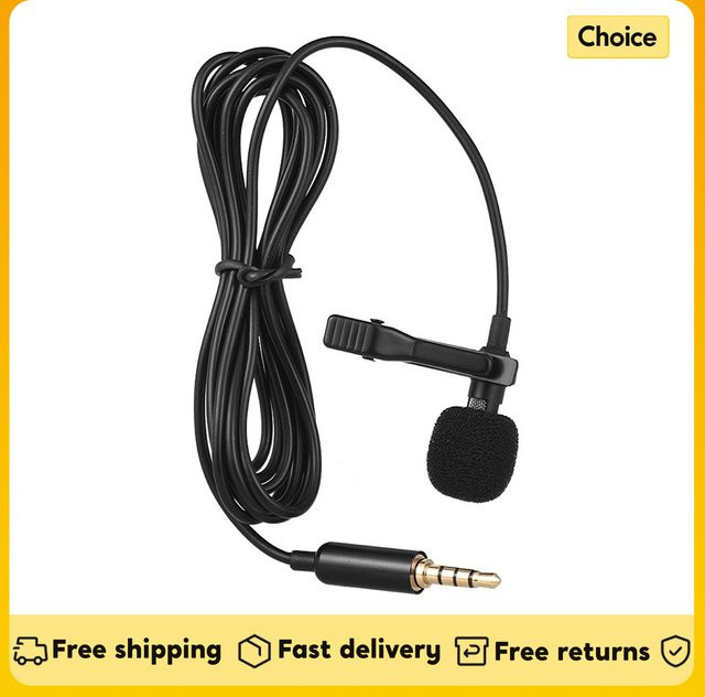 Andoer EY-510A Mini Clip-on Lavalier-Kondensatormikrofon in Schwarz für Smartphone, iPad, Android, DSLR-Kamera und PC - Bild 1